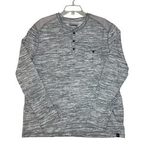 Express Men's Long Sleeve Shirt Henley Charcoal Gray Size XL Quality Fit Casual
